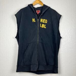 Vtg Y2K Tommy‎ Hilfiger Mens Muscle Hoodie XXL Red Label Embroidered Full Zip